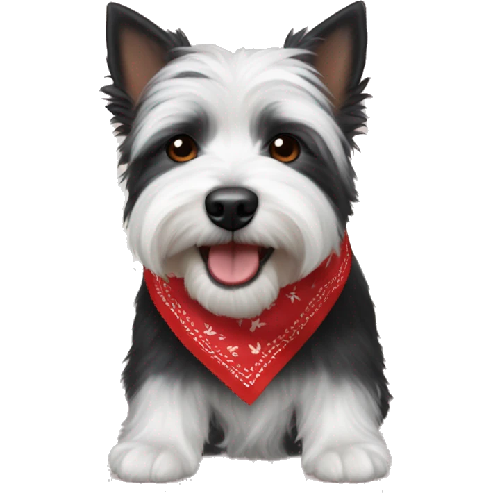 small black westie and daschnaud mix with a red bandana around the neck emoji