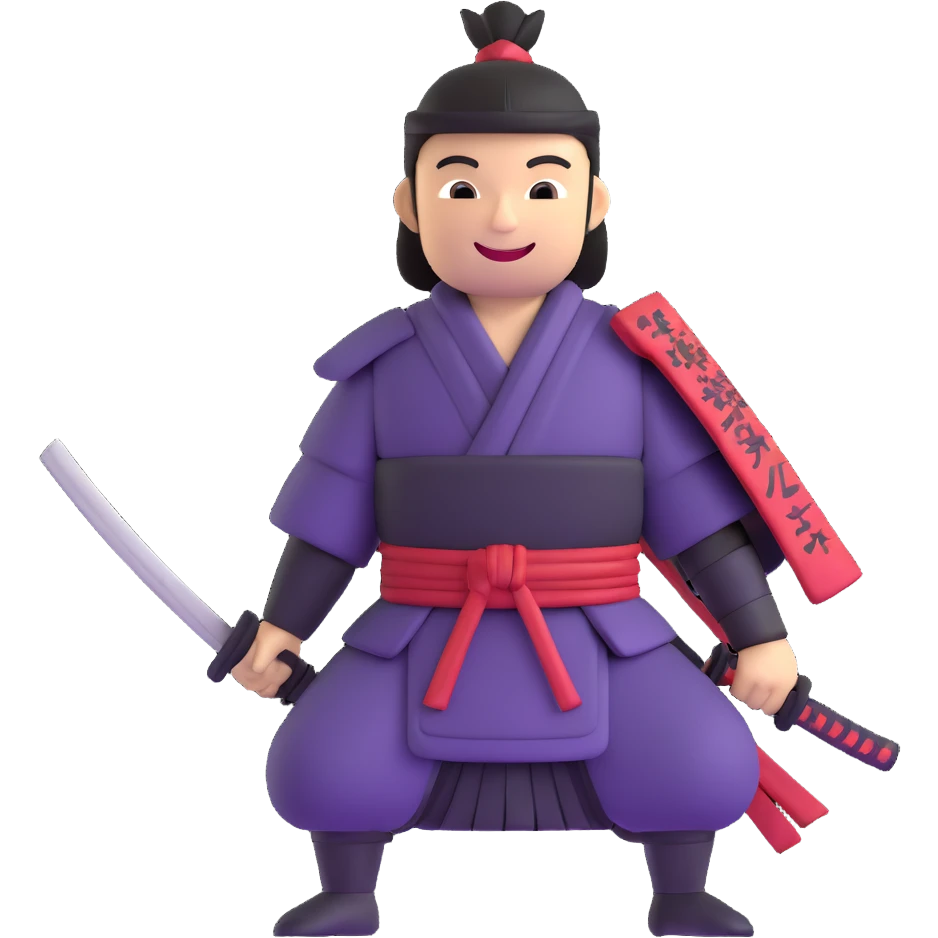 happy samurai with a smile emoji