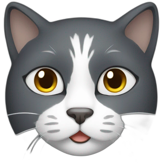 dark grey cat with white around his face emoji