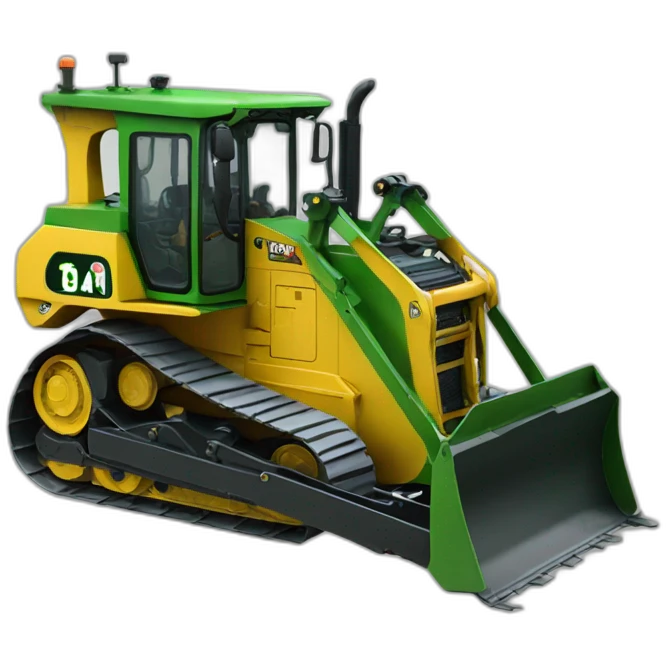a CATERPILLAR dozer with GREEN TRACKS emoji