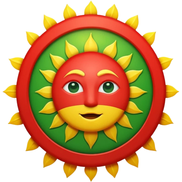 Oben rot Mitte weiß mit einer Sonne unten grün emoji