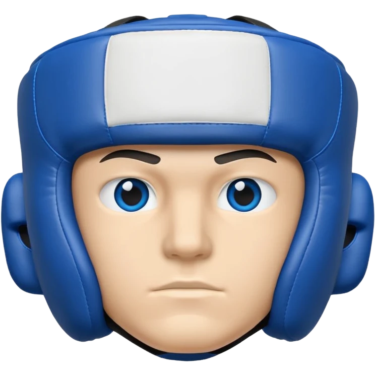 boxing headgear, blue, front view emoji