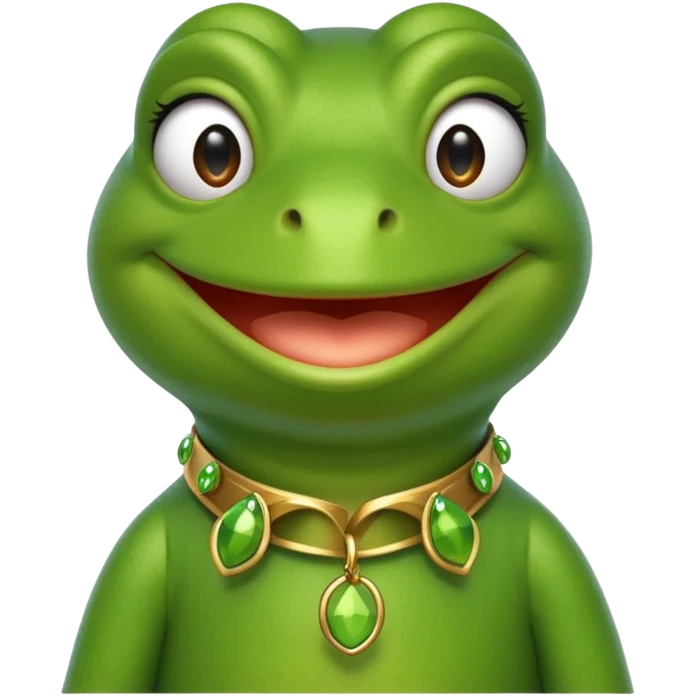 Kermit the Frog, green frog with a collar, cheerful expression emoji