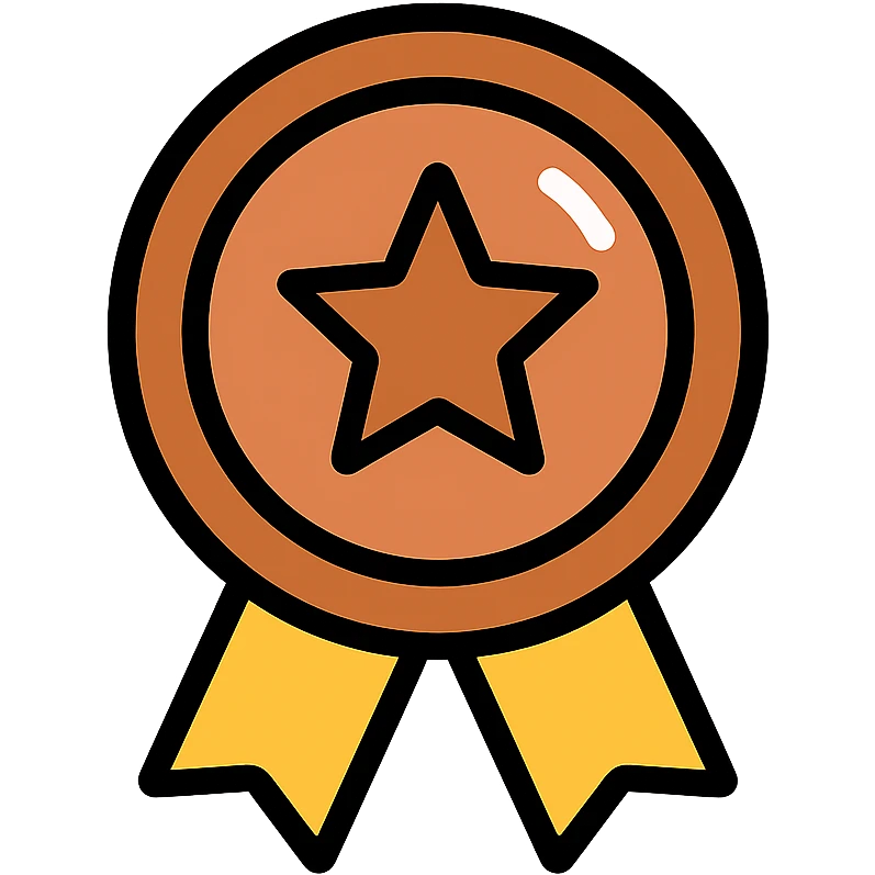 bronze medal icon, shiny bronze, minimal design, rating symbol emoji
