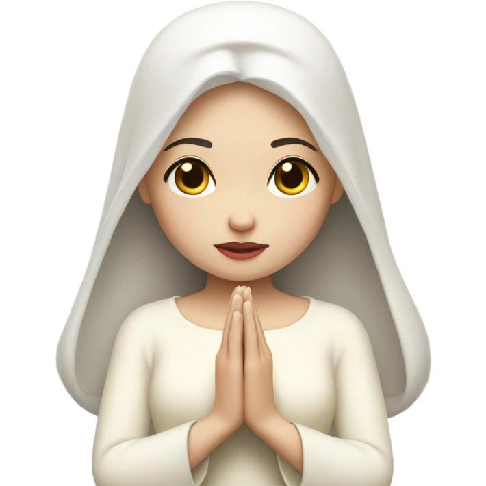 Snow White praying with eyes closed white skin emoji