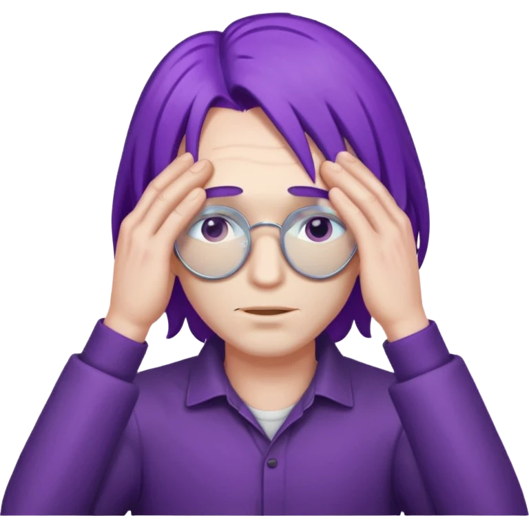 men with purple hair which cover eyes emoji
