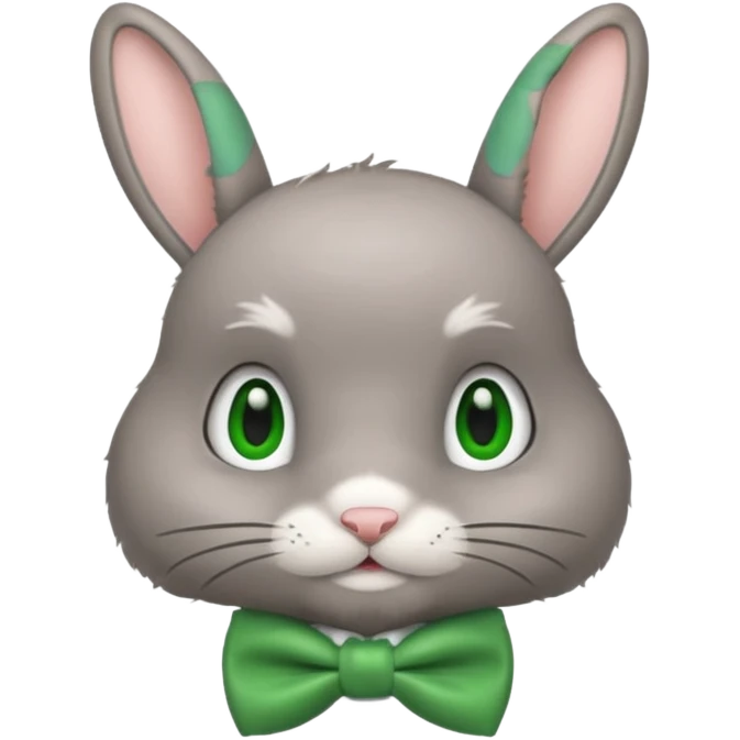 grey bunny with green bowtie emoji