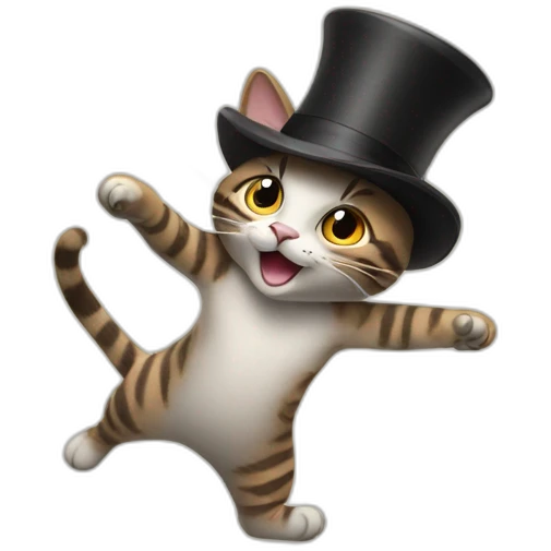 cat dancing with a hat  emoji