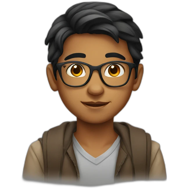 Indian cute teen boy with spec emoji