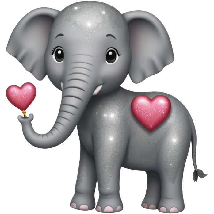 Elephant with glitter heart  emoji