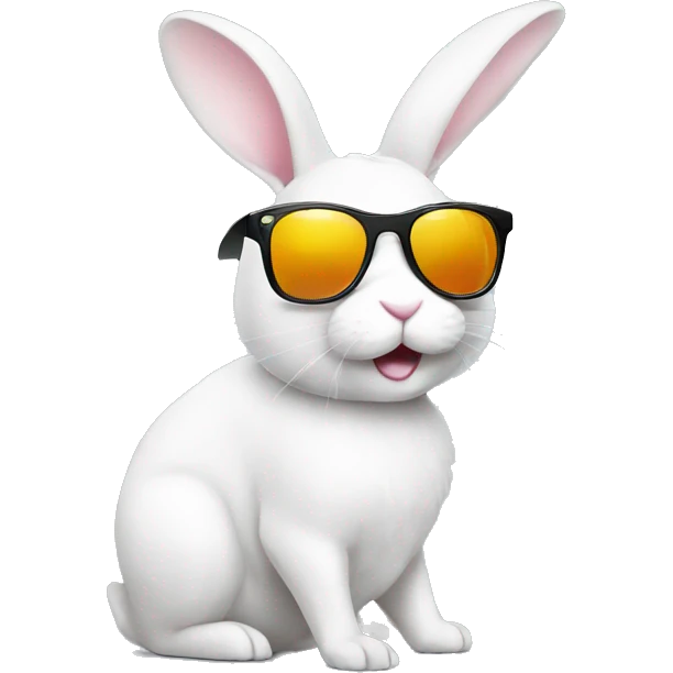 White Bunny with sunglasses money  emoji