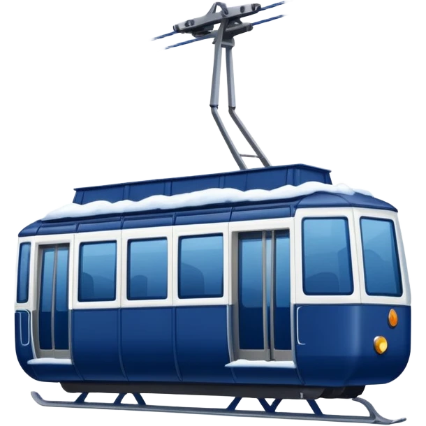 create a cablecar emoji in winter. make it navy dark blue. no yellow. and add the words in white: Lenk  emoji