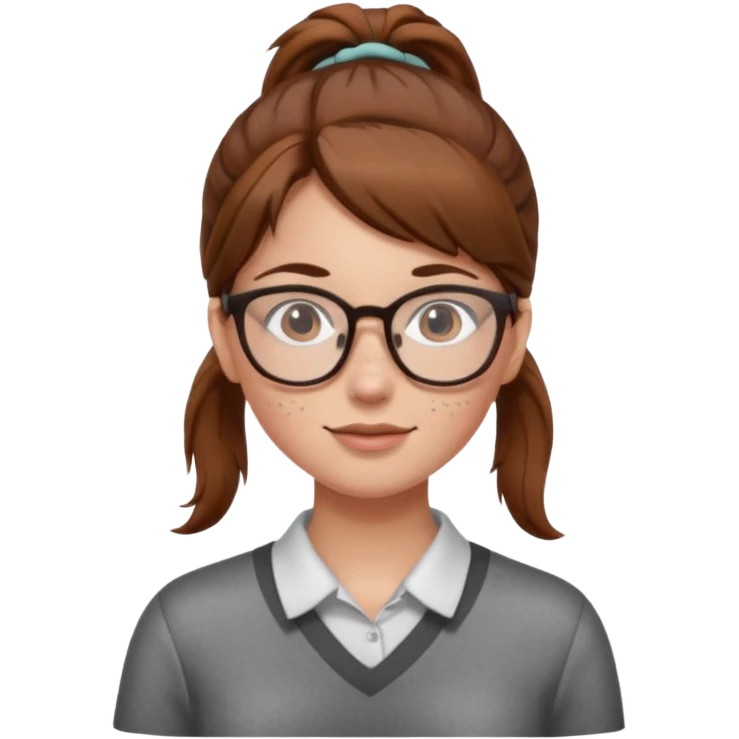 brown haired Ponytail Girl with Glasses emoji