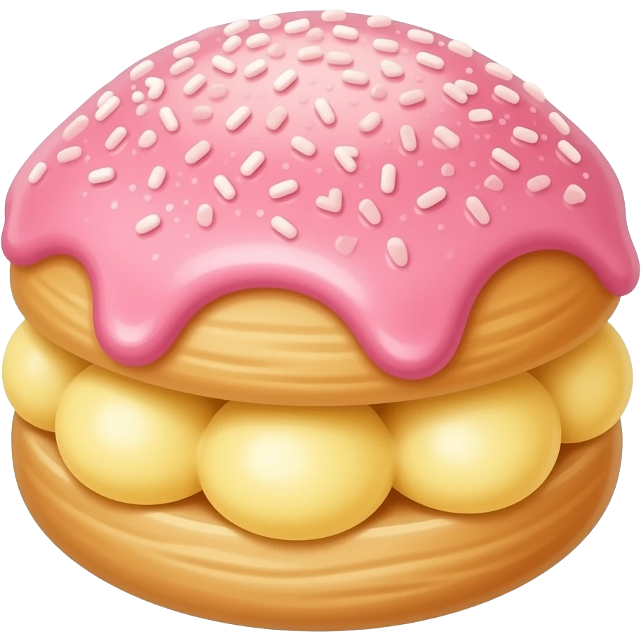 french pastry millefeuille with pink sugar glazetopping. 3 solid creme layers emoji