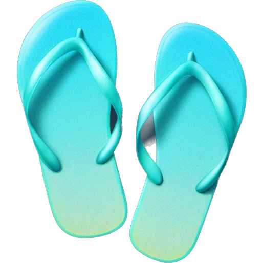 Realistic light blue gradient pair of summer flip flops isolated. emoji