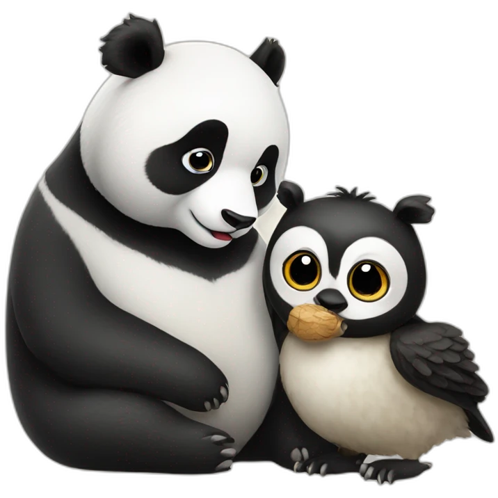 panda kissing an owl emoji