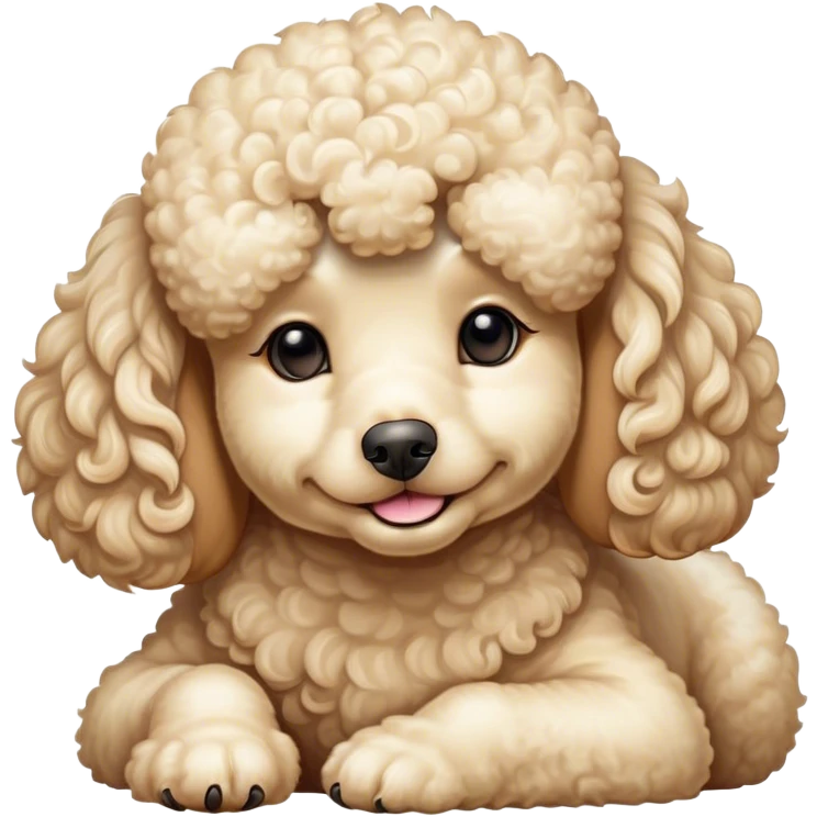 Meme-Worthy Cute Sleeping Cream Poodle Portrait Emoji, Head resting peacefully with a contented smile, showcasing a delightfully elegant build and a luxuriously soft, curly cream Fur, eyes shut in a serene nap, Simplified yet hilariously adorable features, highly detailed, glowing with a soft, drowsy light, high shine, relaxed and utterly lovable, stylized with an air of playful laziness, bright and heartwarming, soft glowing outline, capturing the essence of a comically sleepy companion, so meme-worthy it feels like it could instantly become the next viral sensation of adorable slumber! emoji