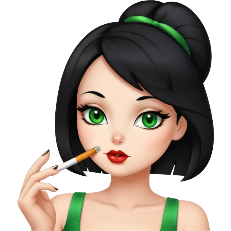sexy smoking bunny black hair green eyes emoji