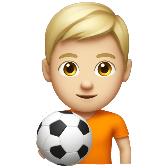 White Kid orange shirt and socer balll emoji