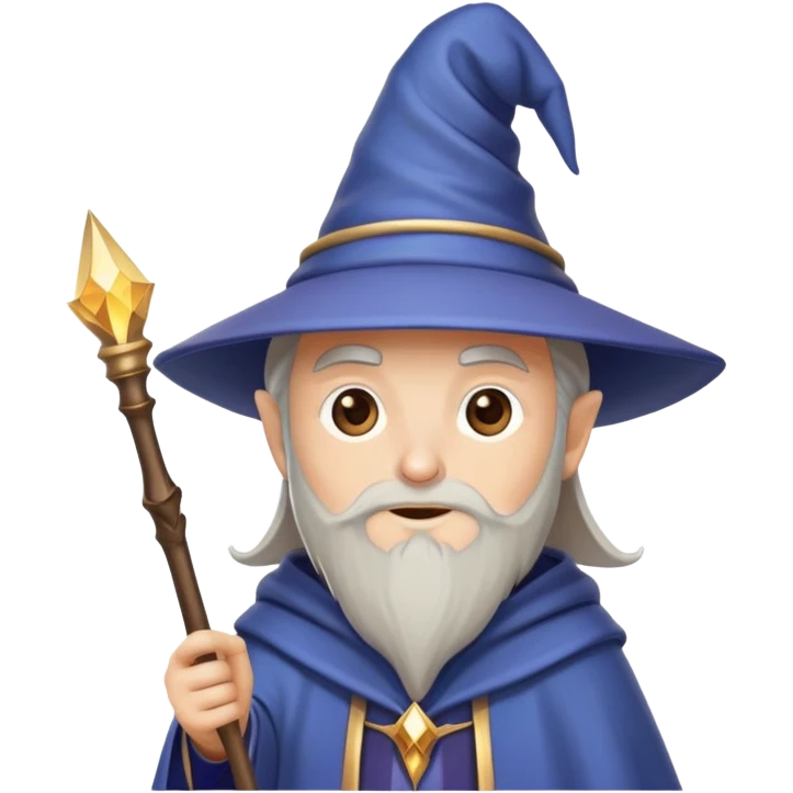 wizard with pointed hat and magic wand emoji