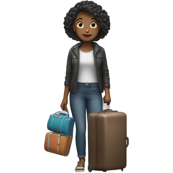 girl with 2 luggages emoji