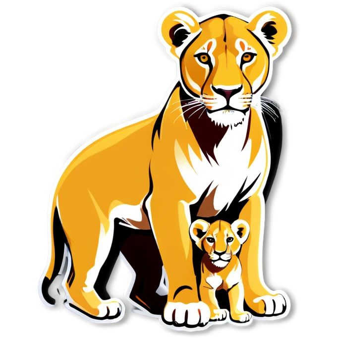Lioness and cubs  emoji