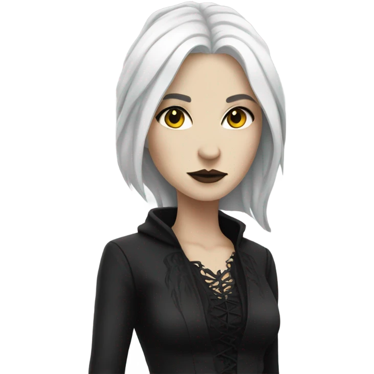 White skin, white hair, gothic clothes woman  emoji