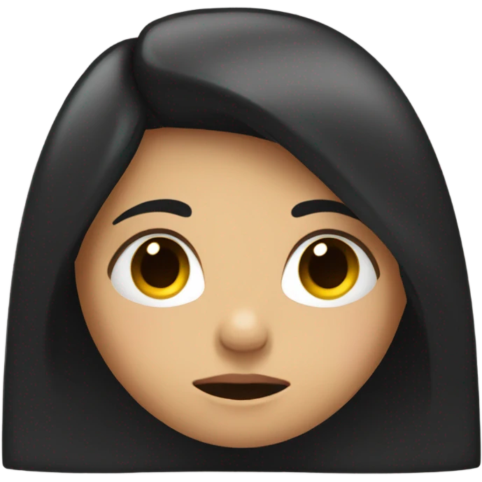 long black haired girl with nausea emoji