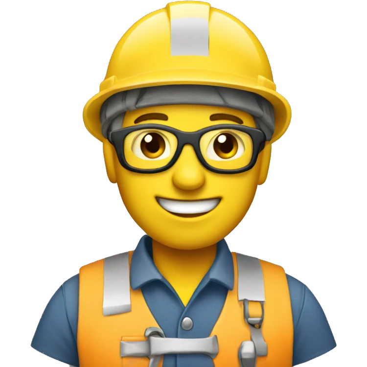an emoji showing an engineer with a plan - the emoji must be a yellow round happy face emoji