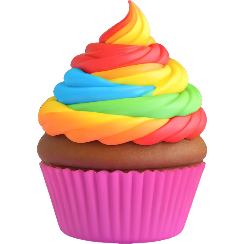 cupcake with rainbow frosting emoji