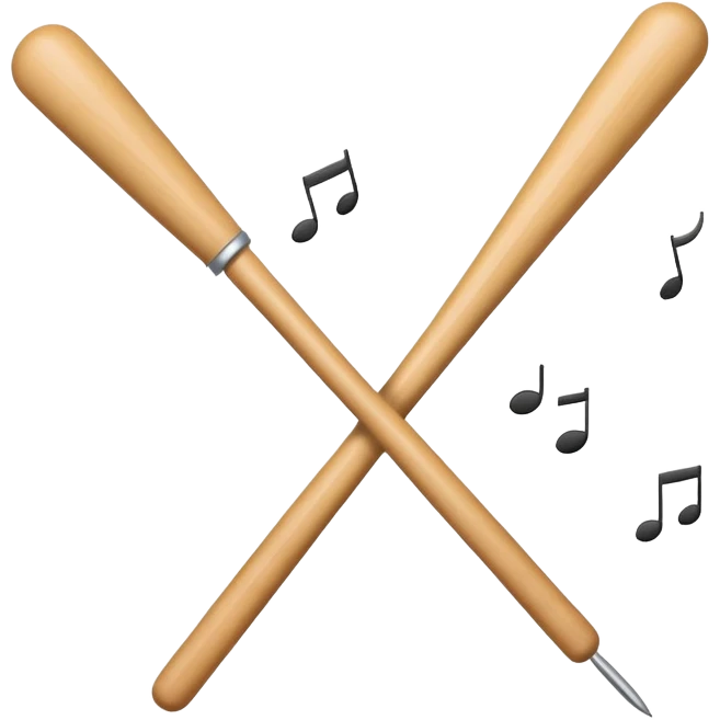 Drumroll with drumstick and music noted  emoji