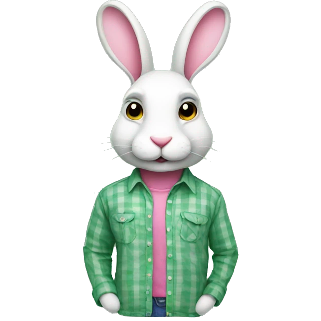 rabbit wearing shirt green and pink emoji