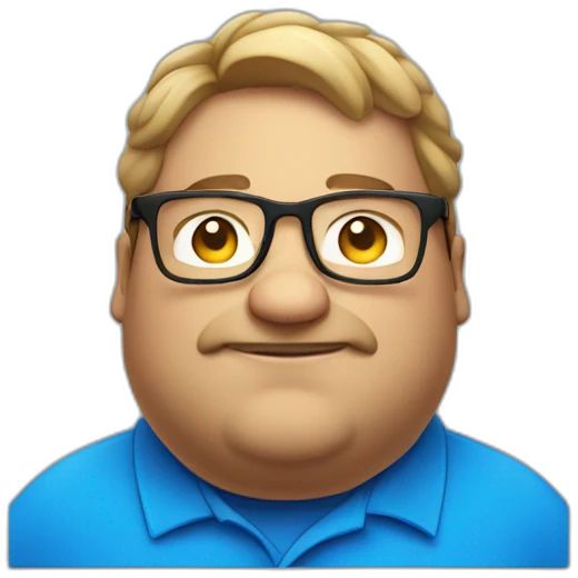 Blue polo European fat guy with glasses emoji