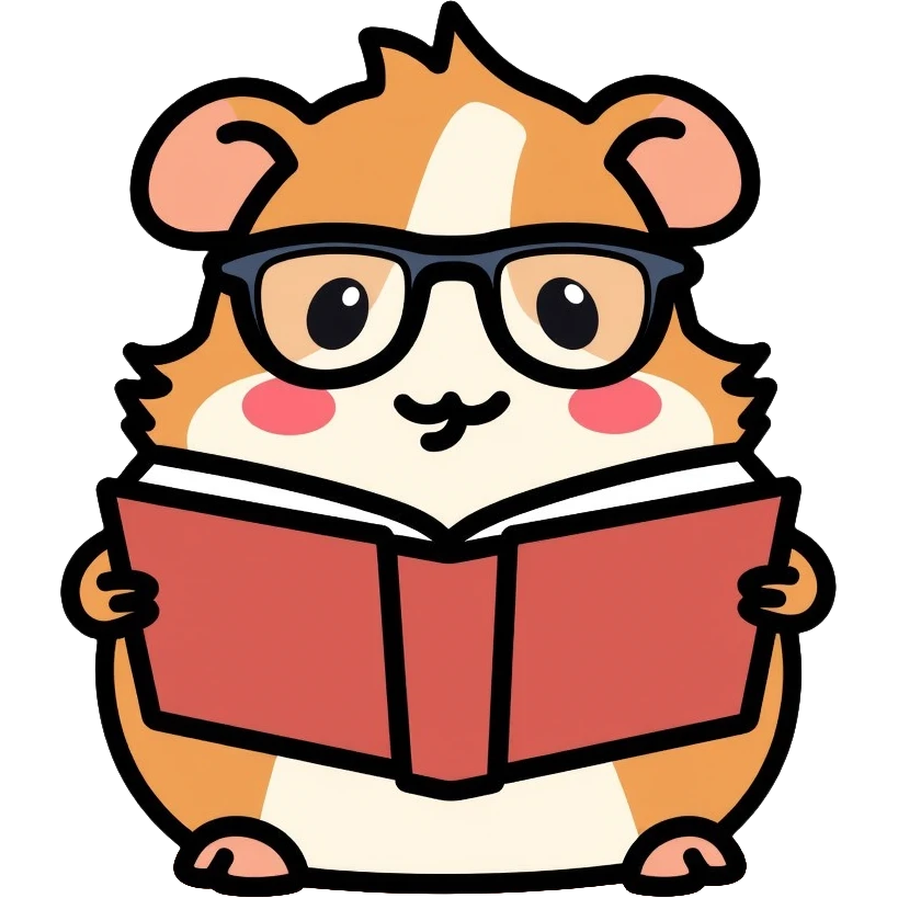 studious guinea pig with glasses reading a book emoji