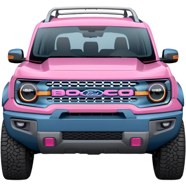 grey blue Ford bronco sport with a pink grill guard emoji