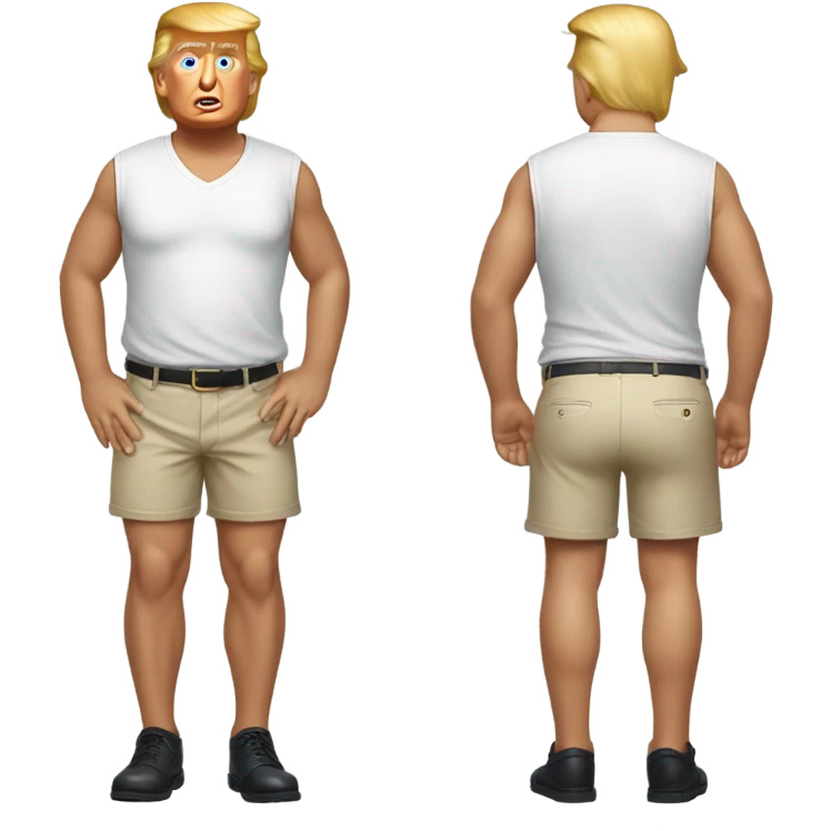 fit donald trump in shorts, front and back emoji