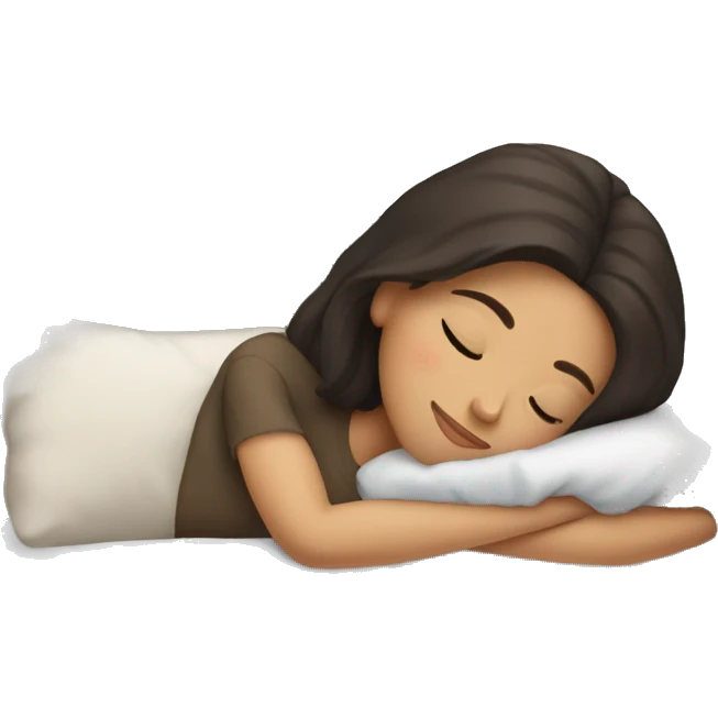 brunette girl sleeping cozy emoji