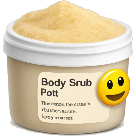 body scrub pot with label emoji