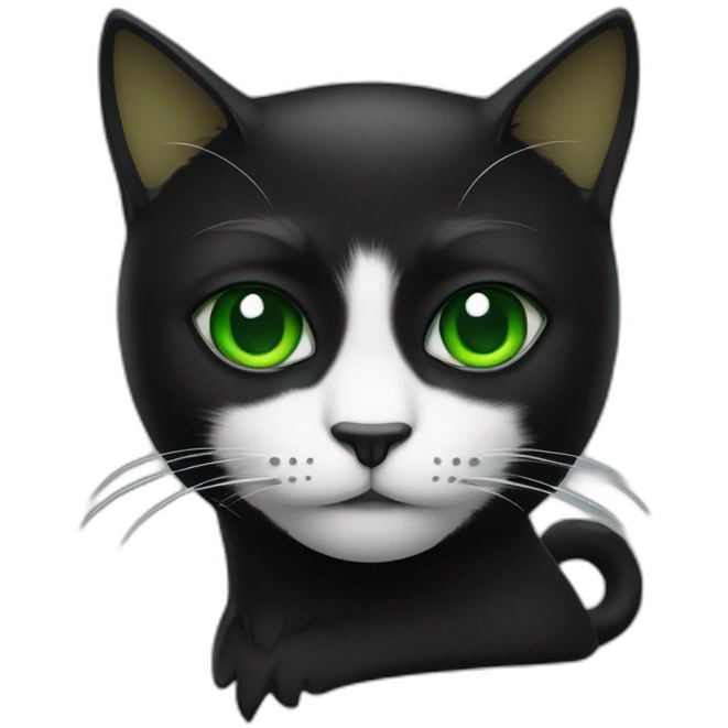 Chat noir et blanc avec les yeux vert emoji