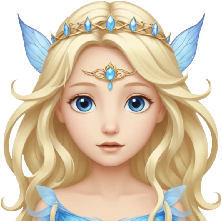 A pale blue eye blonde fairy queen emoji