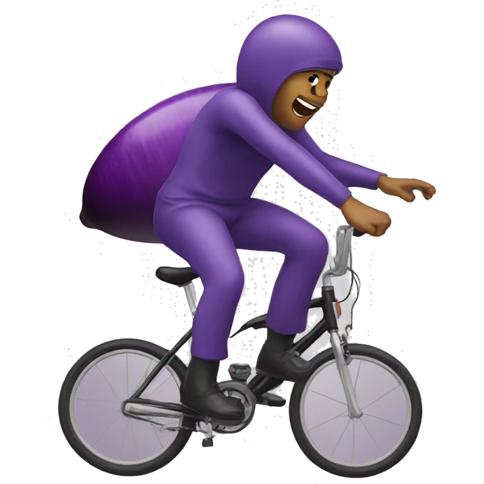 Person doing a trick on a bike while riding eggplant  emoji