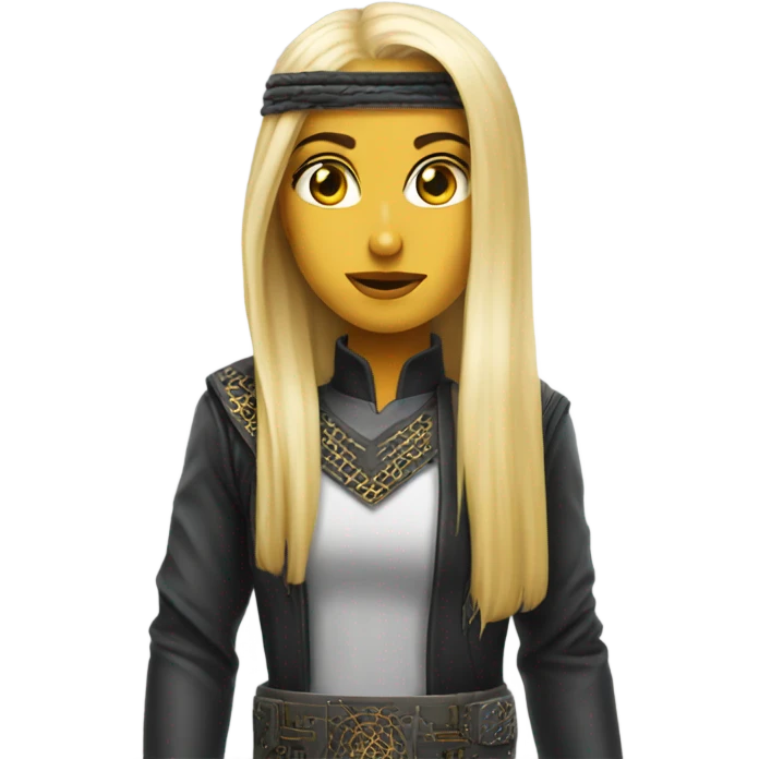 Long blonde hair Arab cyborg emoji
