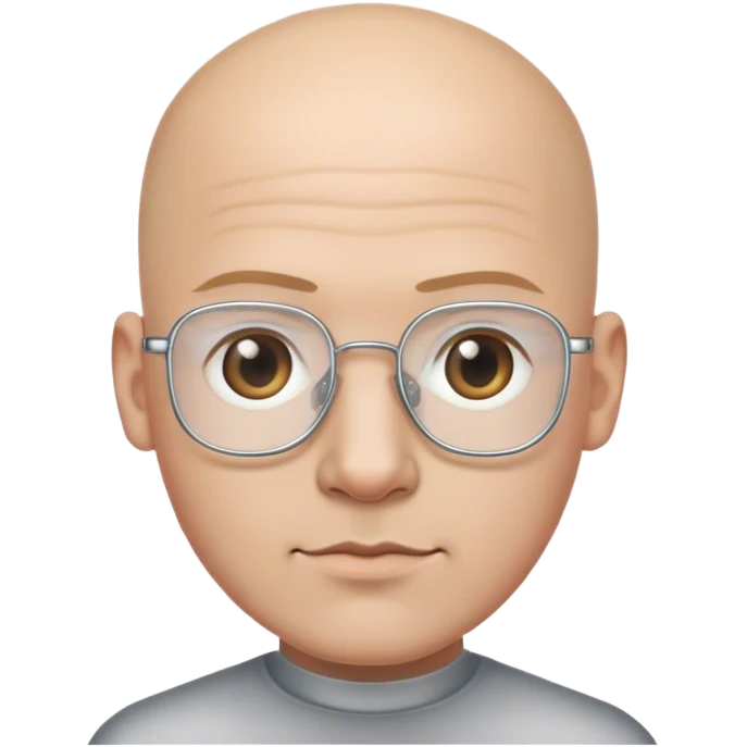 bald male groom with rectangle silver metal wire frames emoji