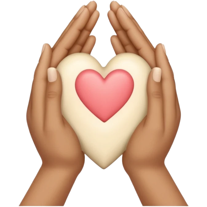 Hands joined in prayer with a cream heart emoji