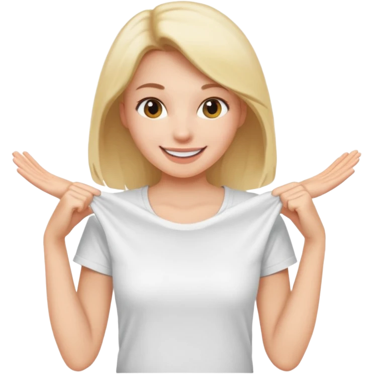 Emoji perempuan sedang membuka tshirt emoji