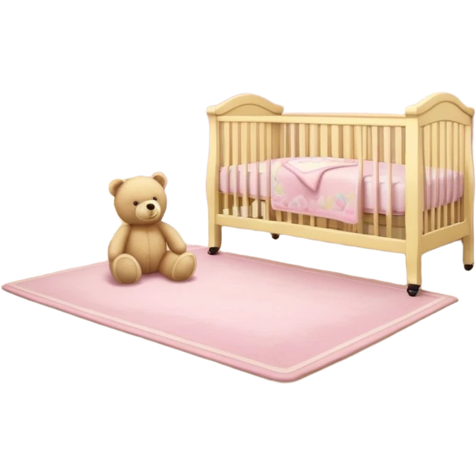 Cozy baby room with crib and teddy bear emoji