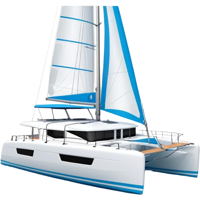 a lagoon 42 catamaran with no wording on the hull or anywhere on the boat  emoji