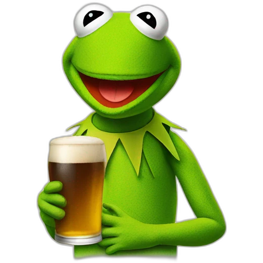 Kermit with beer emoji