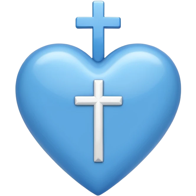 blue heart with christian simple cross emoji
