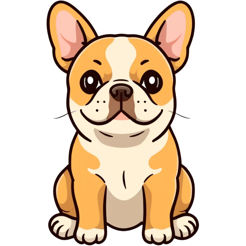 cute tan french bulldog head with characteristic facial features emoji